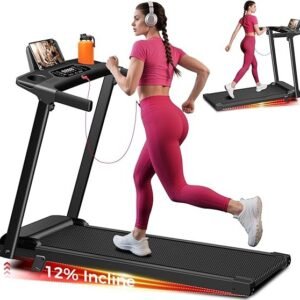 aiteid treadmill with incline,3.0hp small treadmills for home,portable electric treadmill with handles,lightweight walking pad,compact running treadmills,walking pad with handle,300lbs capacity(black)