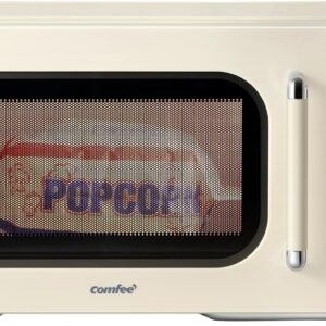 comfee' retro microwave oven, small microwave with 6 auto menus, 0.9 cu.ft countertop compact microwave with multi stage cooking, mute function, led digital, apricot/900w, cmo mmp02aa(at)