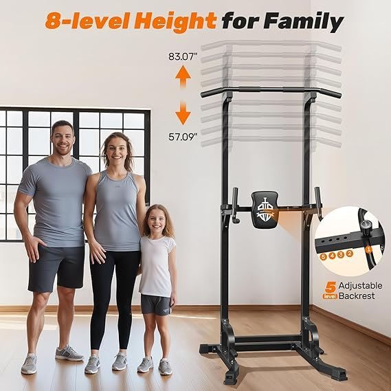 sportsroyals power tower pull up bar station, 450lbs stable pull up dip station for home gym strength training equipment | fed fitness sportsroyals power tower pull up bar station, 450lbs stable pull up dip station for home gym strength training equipment | fed fitness