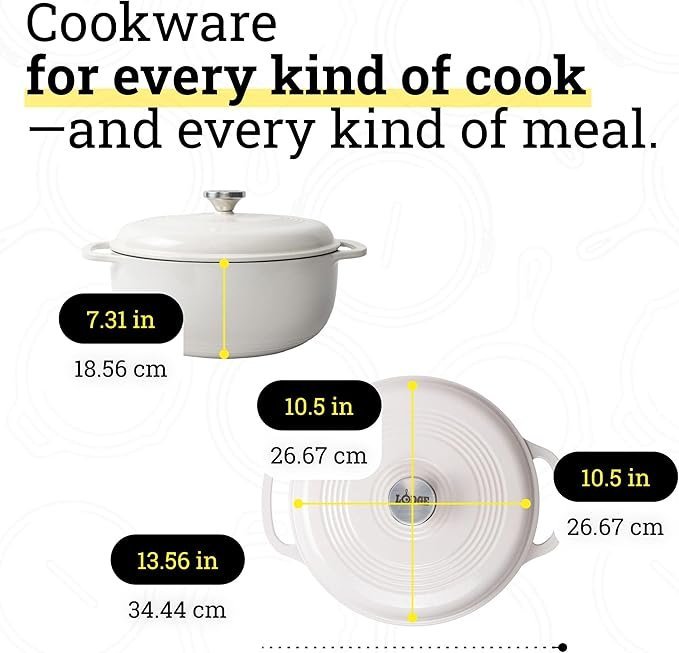 lodge essential enamel cast iron dutch oven perfect for bread baking, braising, marinating & slow cooking features moisture sealing lid & dual handles kitchen essentials 6 quarts oyster white lodge essential enamel cast iron dutch oven perfect for bread baking, braising, marinating & slow cooking features moisture sealing lid & dual handles kitchen essentials 6 quarts oyster white