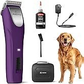 professional dog clippers for grooming 2 speed for thick curly matted coats, low noise cordless pet hair trimmer with detachable a5 blade & metal guide combs kit for horse animal breeds