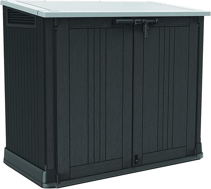 keter store it out prime 4.3 x 3.7 ft. outdoor resin storage shed with easy lift hinges, perfect for yard tools, pool floats and garden accessories, black keter store it out prime 4.3 x 3.7 ft. outdoor resin storage shed with easy lift hinges, perfect for yard tools, pool floats and garden accessories, black