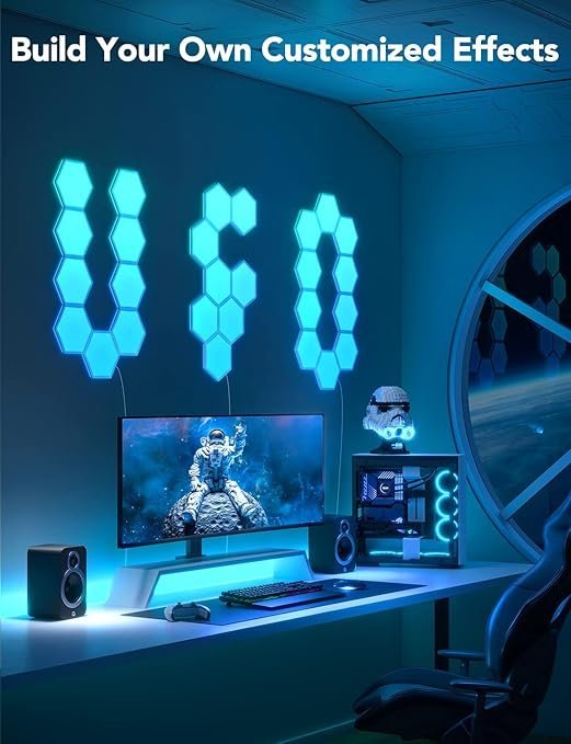 govee glide hexa light panels, rgbic hexagon led wall lights, wi fi smart home creative wall lights with music sync, works with alexa google assistant for indoor gaming decor, 10 pack govee glide hexa light panels, rgbic hexagon led wall lights, wi fi smart home creative wall lights with music sync, works with alexa google assistant for indoor gaming decor, 10 pack