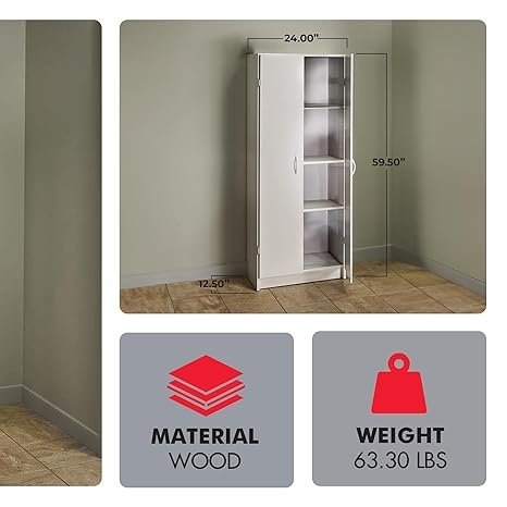closetmaid pantry cabinet cupboard with 2 doors, adjustable shelves, standing, storage for kitchen, laundry or utility room, white closetmaid pantry cabinet cupboard with 2 doors, adjustable shelves, standing, storage for kitchen, laundry or utility room, white