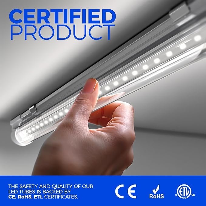 barrina led shop lights, 40w 5500lm 5000k, 4ft integrated fixture, v shape,t8 light tube, daylight white, clear cover, high output, led shop lights for garage warehouse workshop basement (pack of 6) barrina led shop lights, 40w 5500lm 5000k, 4ft integrated fixture, v shape,t8 light tube, daylight white, clear cover, high output, led shop lights for garage warehouse workshop basement (pack of 6)