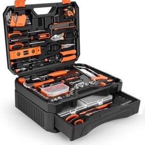 328 piece tool set tool kit toolbox storage case with drawer, general household hand tool kit perfect for home & diy repairs