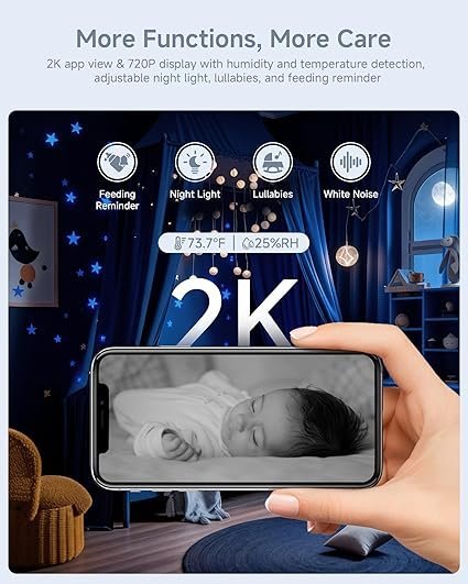 arenti baby monitor with 2 cameras, 2k/3mp wifi 6 camera and audio, 5 inch wireless screen, smartphone app, super night vision, crying detection, auto tracking, temp&humidity sensor (d3 set) arenti baby monitor with 2 cameras, 2k/3mp wifi 6 camera and audio, 5 inch wireless screen, smartphone app, super night vision, crying detection, auto tracking, temp&humidity sensor (d3 set)