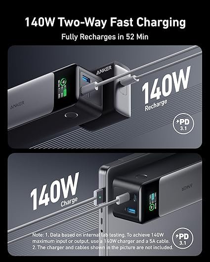 anker 737 power bank, 140w max 3 port laptop portable charger, 24,000mah, smart display, compatible with iphone 16 / 15 / 14 series, vision pro, samsung, macbook, and more anker 737 power bank, 140w max 3 port laptop portable charger, 24,000mah, smart display, compatible with iphone 16 / 15 / 14 series, vision pro, samsung, macbook, and more