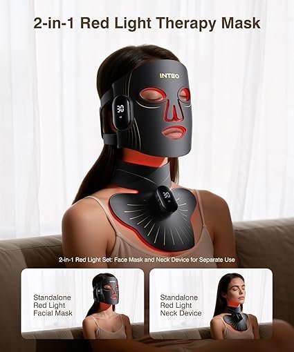 click to see full view red light therapy for face and neck, 4 modes cordless face mask light therapy with neck masks, 850nm infrared & red light mask, 2000mah rechargeable light therapy skin care at home (680 beads) click to see full view red light therapy for face and neck, 4 modes cordless face mask light therapy with neck masks, 850nm infrared & red light mask, 2000mah rechargeable light therapy skin care at home (680 beads)