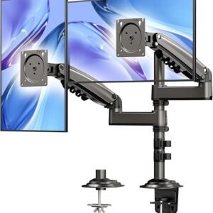 huanuo 17 32 inch dual monitor stand, vertical dual monitor mount, monitor stand 2 monitors, ergonomic adjustable tilt/swivel/rotate, weight max 19.8 lbs, vesa 75/100mm