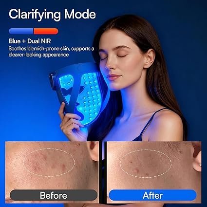 inia glow 4d wireless red light therapy mask for face – dual nir, 320 leds, 4 modes, under eye cooling, cordless & rechargeable led face mask for home & travel, skincare gifts for women mom wife, blue inia glow 4d wireless red light therapy mask for face – dual nir, 320 leds, 4 modes, under eye cooling, cordless & rechargeable led face mask for home & travel, skincare gifts for women mom wife, blue