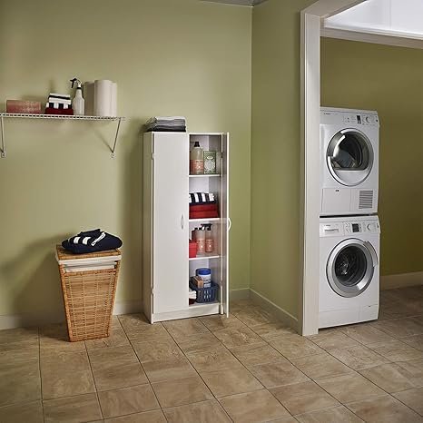 closetmaid pantry cabinet cupboard with 2 doors, adjustable shelves, standing, storage for kitchen, laundry or utility room, white closetmaid pantry cabinet cupboard with 2 doors, adjustable shelves, standing, storage for kitchen, laundry or utility room, white