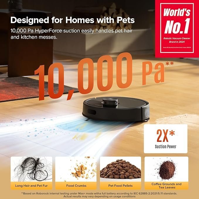 roborock q7 m5 robot vacuum and mop combo, 10,000pa hyperforce suction, robotic vacuum cleaner, dual anti tangle system, app controlled mopping, lidar navigation, for pet hair and carpet, black roborock q7 m5 robot vacuum and mop combo, 10,000pa hyperforce suction, robotic vacuum cleaner, dual anti tangle system, app controlled mopping, lidar navigation, for pet hair and carpet, black