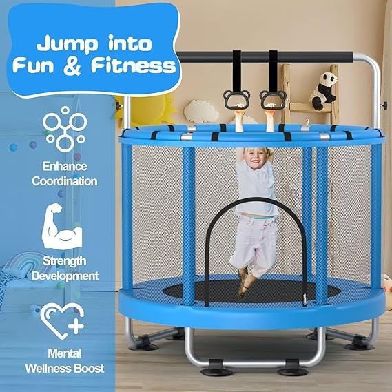 zcmhaxj 55" trampoline for kids with enclosure, 440lbs capacity indoor & outdoor toddler trampoline with adjustable gymnastics bar & toys, for boys & girls zcmhaxj 55" trampoline for kids with enclosure, 440lbs capacity indoor & outdoor toddler trampoline with adjustable gymnastics bar & toys, for boys & girls