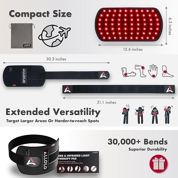 allolo red light therapy for body, 3 in 1 leds red light therapy belt with timer remote control, 660nm&850nm infrared light therapy pad for body waist shoulder knee, 70pcs led 12.6"*6.3" large area allolo red light therapy for body, 3 in 1 leds red light therapy belt with timer remote control, 660nm&850nm infrared light therapy pad for body waist shoulder knee, 70pcs led 12.6"*6.3" large area
