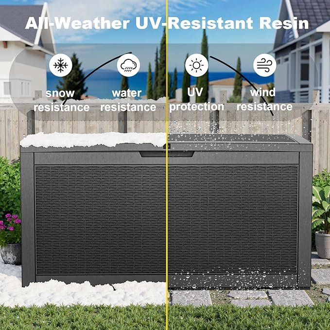 patiozen 100 gallon resin deck box, lockable patio outdoor storage box for furniture, garden tools and tools storage, waterproof outside storage boxes black patiozen 100 gallon resin deck box, lockable patio outdoor storage box for furniture, garden tools and tools storage, waterproof outside storage boxes black