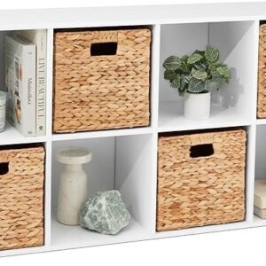 best choice products 8 cube storage organizer, 11in shelf opening, bookcase, display shelf, customizable w/ 3 removable back panels – white