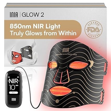 inia red light therapy mask for face – 4 light modes with 850nm nir, red & blue led light therapy, 2600mah rechargeable led face mask for radiant glow at home, black inia red light therapy mask for face – 4 light modes with 850nm nir, red & blue led light therapy, 2600mah rechargeable led face mask for radiant glow at home, black