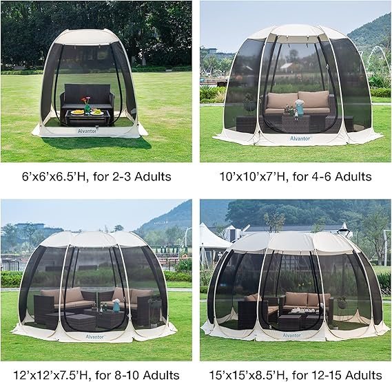 alvantor pop up screen house gazebo with mosquito netting, instant uv resistant sun shelter for patio & backyard, portable canopy tent for 2 10 person alvantor pop up screen house gazebo with mosquito netting, instant uv resistant sun shelter for patio & backyard, portable canopy tent for 2 10 person