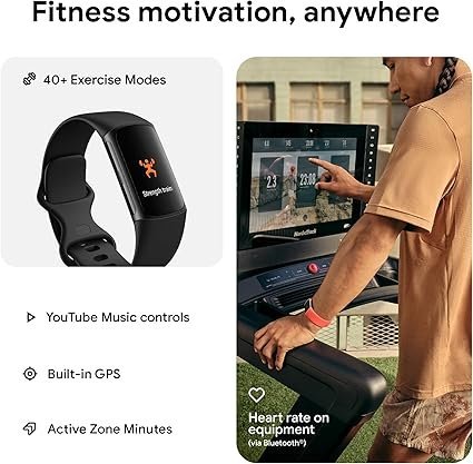 fitbit charge 6 fitness tracker with google apps, heart rate on exercise equipment, 6 months premium membership included, gps, health tools and more, obsidian/black, one size (s & l bands included) fitbit charge 6 fitness tracker with google apps, heart rate on exercise equipment, 6 months premium membership included, gps, health tools and more, obsidian/black, one size (s & l bands included)