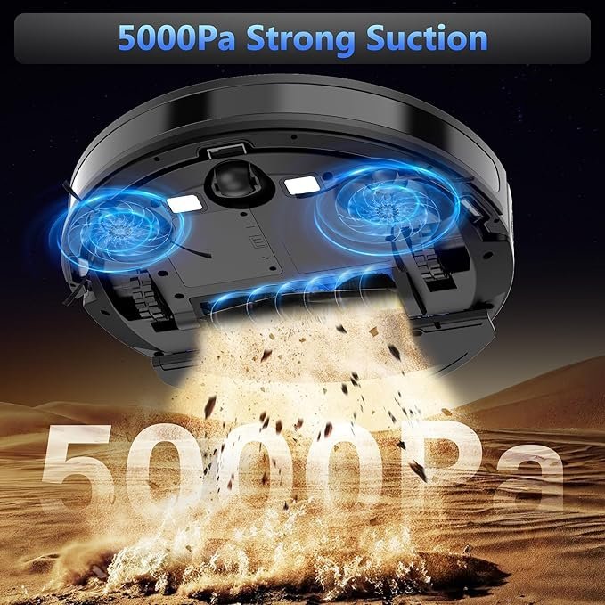 tikom robot vacuum and mop combo, 5000pa robotic vacuum cleaner, 150 min max, app & remote control, ideal for hard floor, carpet, pet hair, self charge(g8000 max) tikom robot vacuum and mop combo, 5000pa robotic vacuum cleaner, 150 min max, app & remote control, ideal for hard floor, carpet, pet hair, self charge(g8000 max)