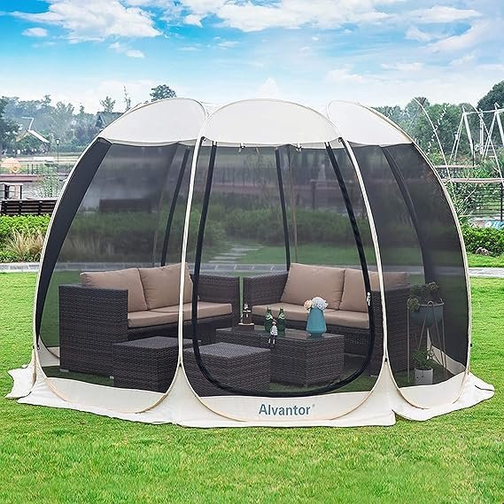 alvantor pop up screen house gazebo with mosquito netting, instant uv resistant sun shelter for patio & backyard, portable canopy tent for 2 10 person