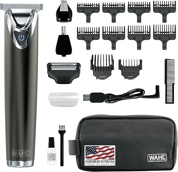 wahl usa stainless steel lithium ion 2.0+ slate beard trimmer for men electric shaver, nose ear trimmer, rechargeable all in one men's grooming kit model 9864 wahl usa stainless steel lithium ion 2.0+ slate beard trimmer for men electric shaver, nose ear trimmer, rechargeable all in one men's grooming kit model 9864