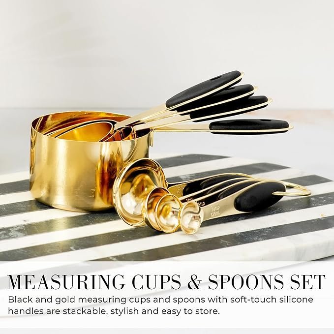 black and gold kitchen utensils set 23 piece luxury kitchen accessories includes gold measuring cups, spoons, silicone cooking utensils and tools for baking, cooking, and stylish kitchen decor black and gold kitchen utensils set 23 piece luxury kitchen accessories includes gold measuring cups, spoons, silicone cooking utensils and tools for baking, cooking, and stylish kitchen decor