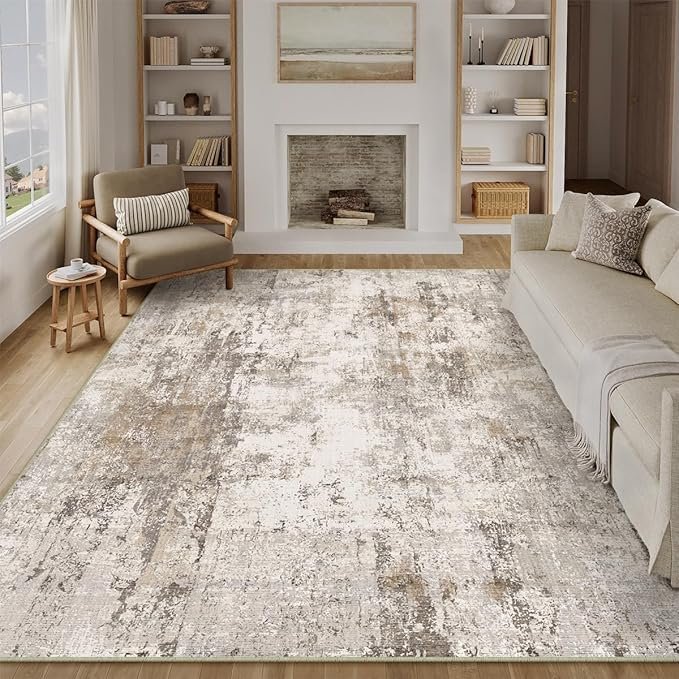 8x10 washable area rug brown grey abstract non slip soft low pile rug for living room bedroom dining room office neutral modern indoor large throw carpet for home decor visit the wondrg store 8x10 washable area rug brown grey abstract non slip soft low pile rug for living room bedroom dining room office neutral modern indoor large throw carpet for home decor visit the wondrg store