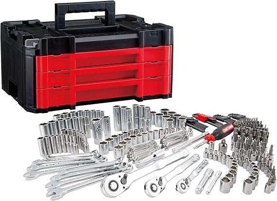 craftsman 230 pcs mechanics tool set, socket wrench set, car tool kit with versastack toolbox, sae and metric,1/4 in, 3/8 in, and 1/2 drive, short and long arm hex keys (cmmt45306) craftsman 230 pcs mechanics tool set, socket wrench set, car tool kit with versastack toolbox, sae and metric,1/4 in, 3/8 in, and 1/2 drive, short and long arm hex keys (cmmt45306)