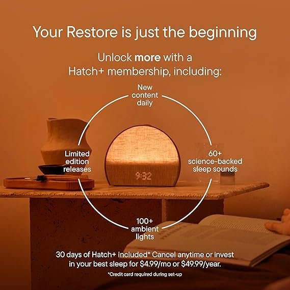 hatch restore 3 sunrise alarm clock, sound machine, smart light (putty) white noise, screen free sleep routine hatch restore 3 sunrise alarm clock, sound machine, smart light (putty) white noise, screen free sleep routine