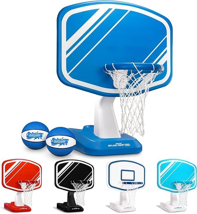 gosports splash hoop swimming pool basketball game, includes poolside water basketball hoop, 2 balls and pump – choose your style gosports splash hoop swimming pool basketball game, includes poolside water basketball hoop, 2 balls and pump – choose your style