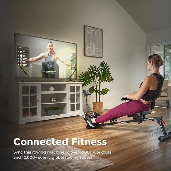 sunny health & fitness compact adjustable rowing machine with 12 levels of resistance for complete body workouts and optional free sunnyfit app enhanced connectivity sunny health & fitness compact adjustable rowing machine with 12 levels of resistance for complete body workouts and optional free sunnyfit app enhanced connectivity