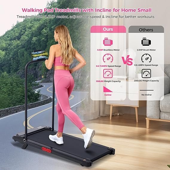 walking pad with incline, 2026 upgrade electric small walking pad with handle bar, 3.0hp protable walking pad treadmill with handles and incine for home small, 0.6 7.6mph, 350lbs walking pad with incline, 2026 upgrade electric small walking pad with handle bar, 3.0hp protable walking pad treadmill with handles and incine for home small, 0.6 7.6mph, 350lbs