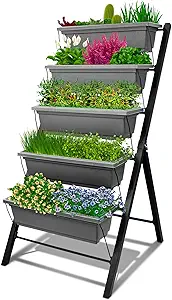outland living 4ft vertical raised garden bed 5 tier food safe planter box for outdoor and indoor gardening perfect to grow your herb vegetables flowers on your patio balcony greenhouse garden