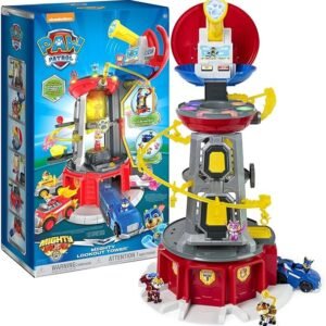 paw patrol, mighty lookout tower with 4 exclusive bonus action figures, toy car, lights and sounds (amazon exclusive), kids toys for ages 3 and up