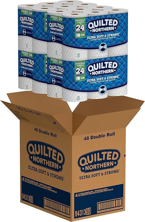quilted northern ultra soft & strong toilet paper, 48 double rolls, 48 = 96 regular rolls,12 count (pack of 4) quilted northern ultra soft & strong toilet paper, 48 double rolls, 48 = 96 regular rolls,12 count (pack of 4)