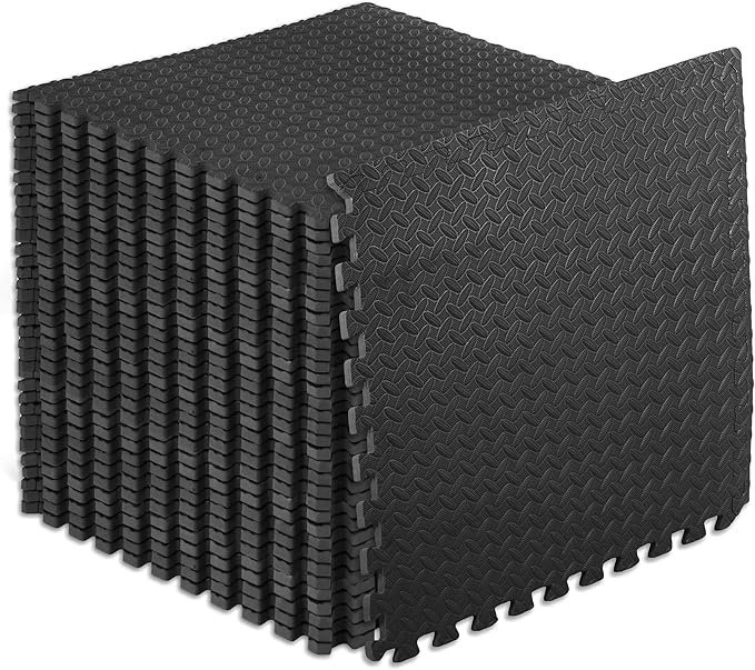 prosourcefit puzzle exercise mat ½ in, eva interlocking foam floor tiles for home gym, water resistant mats workout equipment, floor padding for kids, black, 24 in x 24 in x ½ in, 144 sq ft 36 tiles prosourcefit puzzle exercise mat ½ in, eva interlocking foam floor tiles for home gym, water resistant mats workout equipment, floor padding for kids, black, 24 in x 24 in x ½ in, 144 sq ft 36 tiles