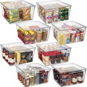 clearspace plastic storage bins with lids xl – perfect kitchen organization or pantry storage – fridge organizer, pantry organization and storage bins, cabinet organizers