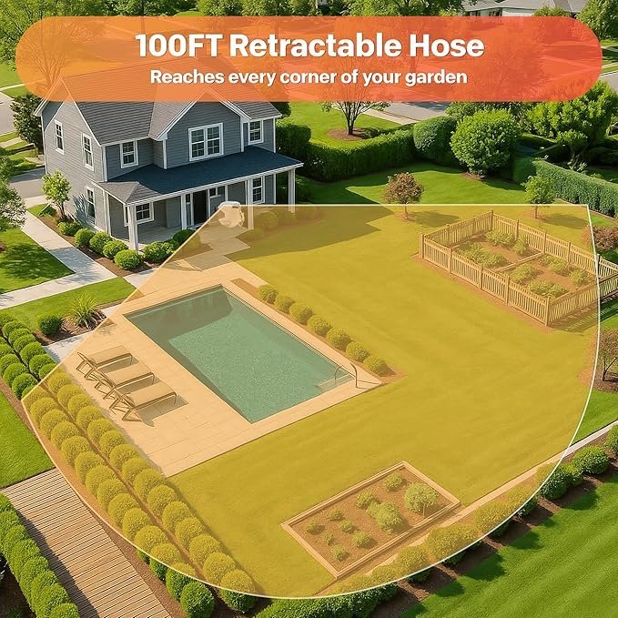 ayleid retractable garden hose reel,1/2 in x 100 ft wall mounted hose reel, with 9 function sprayer nozzle, any length lock/slow return system/wall mounted/180°swivel bracket (gray) ayleid retractable garden hose reel,1/2 in x 100 ft wall mounted hose reel, with 9 function sprayer nozzle, any length lock/slow return system/wall mounted/180°swivel bracket (gray)