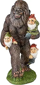 design toscano schlepping the garden gnomes bigfoot yeti indoor/outdoor garden statue, 16 inch tall, cast stone resin, painted full color finish design toscano schlepping the garden gnomes bigfoot yeti indoor/outdoor garden statue, 16 inch tall, cast stone resin, painted full color finish