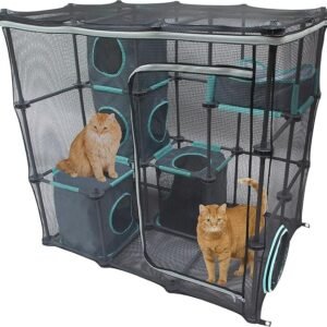 Home kitty city outdoor catio furniture and play kits for cats, outdoor mega kit