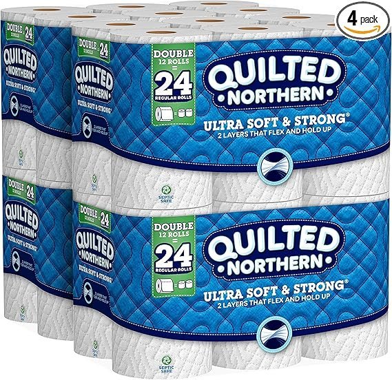 quilted northern ultra soft & strong toilet paper, 48 double rolls, 48 = 96 regular rolls,12 count (pack of 4) quilted northern ultra soft & strong toilet paper, 48 double rolls, 48 = 96 regular rolls,12 count (pack of 4)