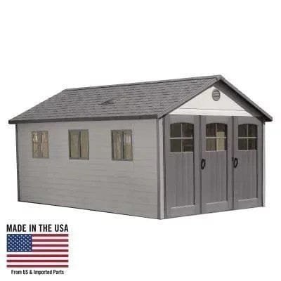 lifetime 11 ft. x 21 ft. outdoor storage shed with tri fold doors