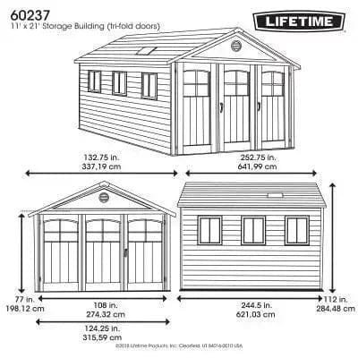 lifetime 11 ft. x 21 ft. outdoor storage shed with tri fold doors lifetime 11 ft. x 21 ft. outdoor storage shed with tri fold doors