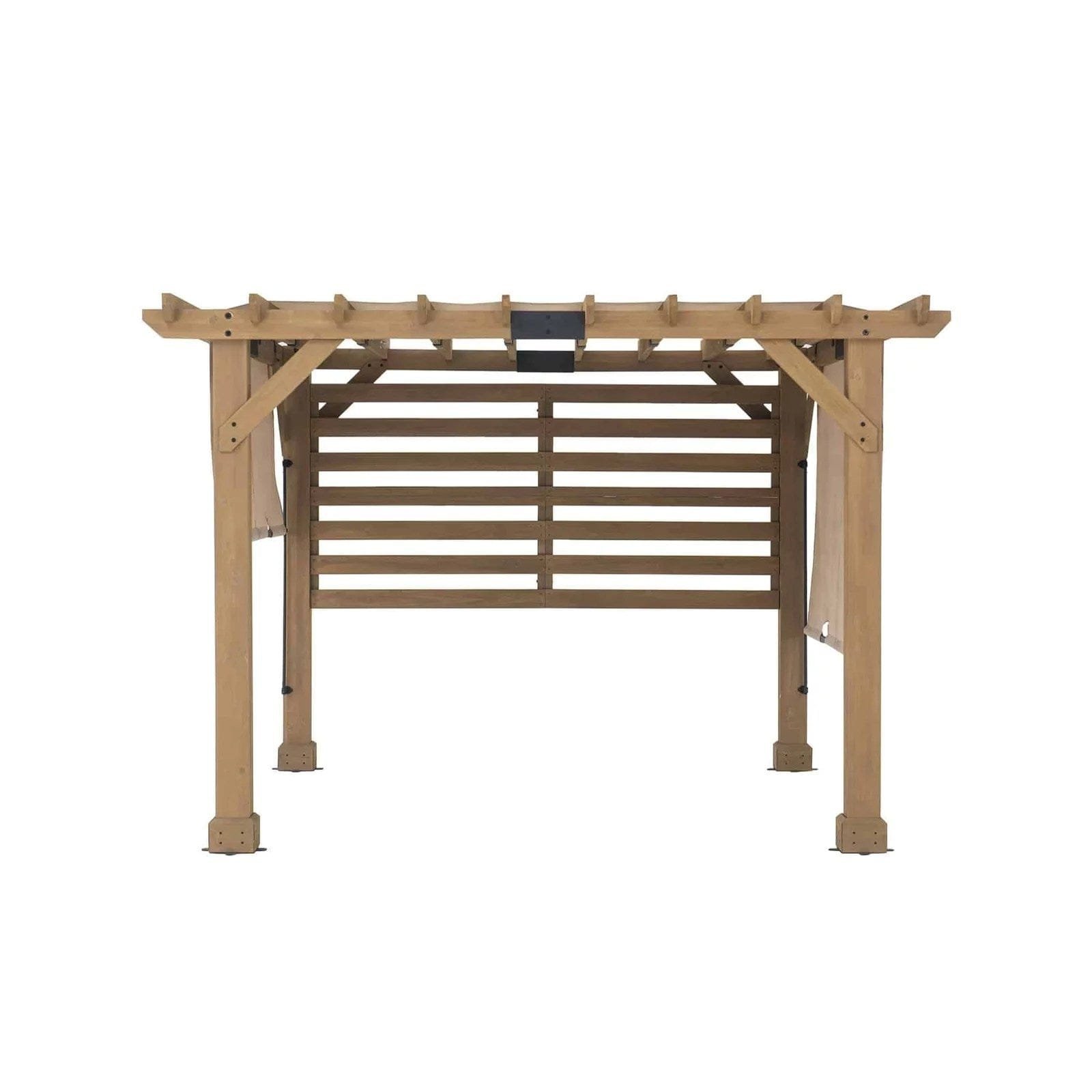 summercove 11 ft. x 10 ft. tan cedar frame wood pergola with adjustable canopy summercove 11 ft. x 10 ft. tan cedar frame wood pergola with adjustable canopy