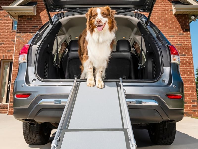 petsafe happy ride compact telescoping dog ramp portable pet ramp for cars, trucks & suvs with adjustable sizing non slip design lightweight pet mobility assistance extra long petsafe happy ride compact telescoping dog ramp portable pet ramp for cars, trucks & suvs with adjustable sizing non slip design lightweight pet mobility assistance extra long