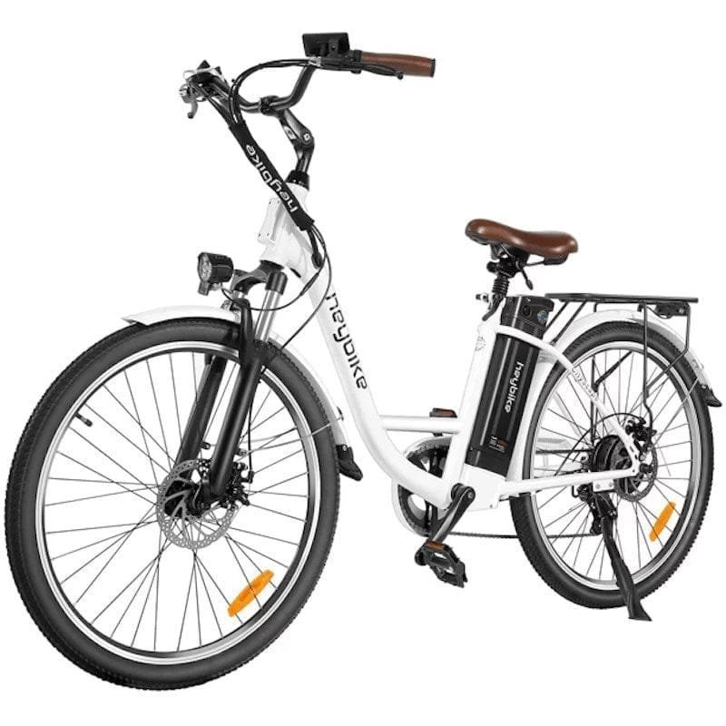 heybike cityscape electric bicycle, 26 in. 350w motor city cruiser bicycle, 40 miles battery, 7 speed and dual shock absorber