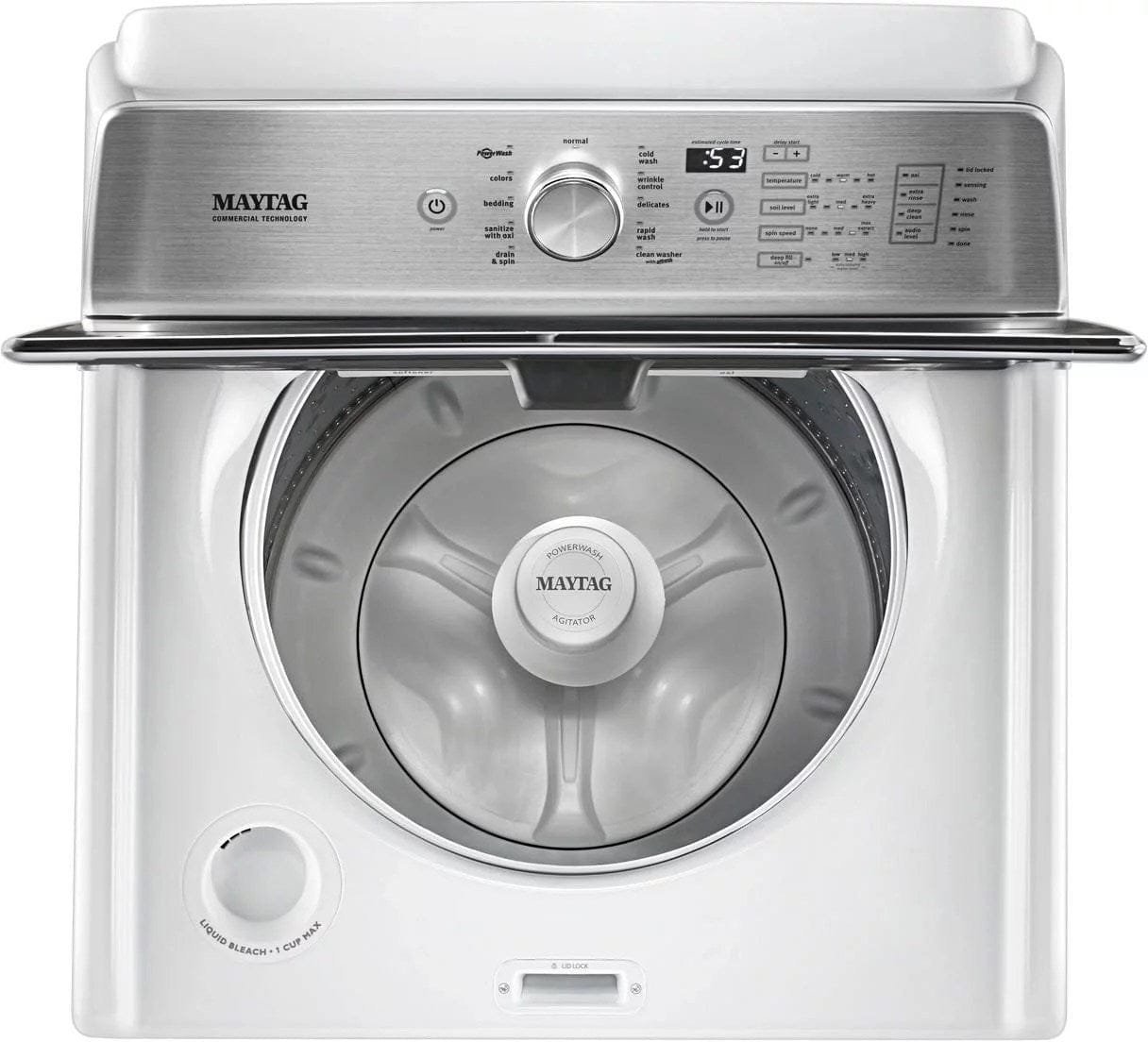 maytag – 4.7 cu. ft. top load washer with dual action powerwash agitator – white maytag – 4.7 cu. ft. top load washer with dual action powerwash agitator – white