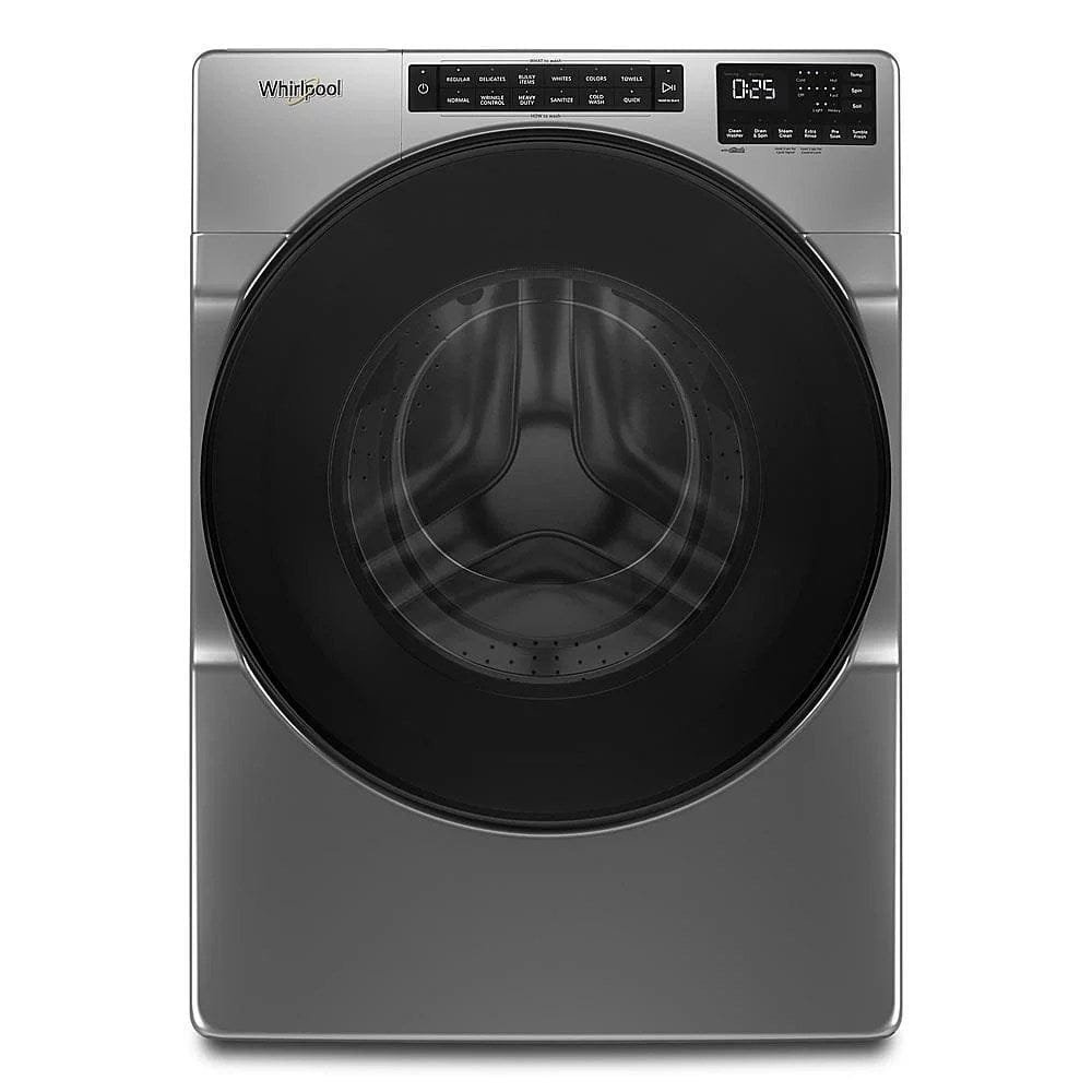 whirlpool – 5.0 cu. ft. high efficiency stackable front load washer with quick wash cycle – chrome shadow